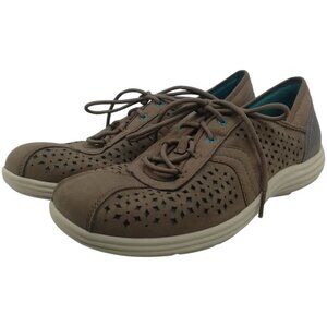 Aravon Rockport Betty Brown Leather Perforated Lace-up Comfort Shoes Size 11AA